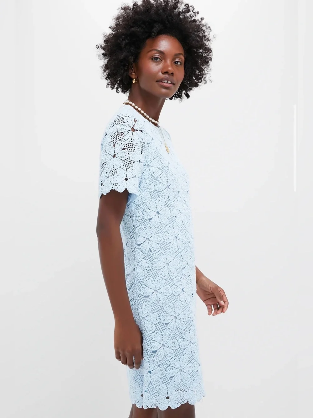 Tuckernuck light blue crochet belclaire dress size medium nwt